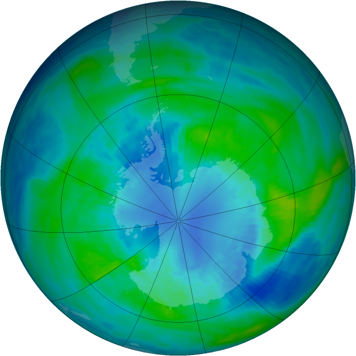 Antarctic ozone map for 07 April 1985